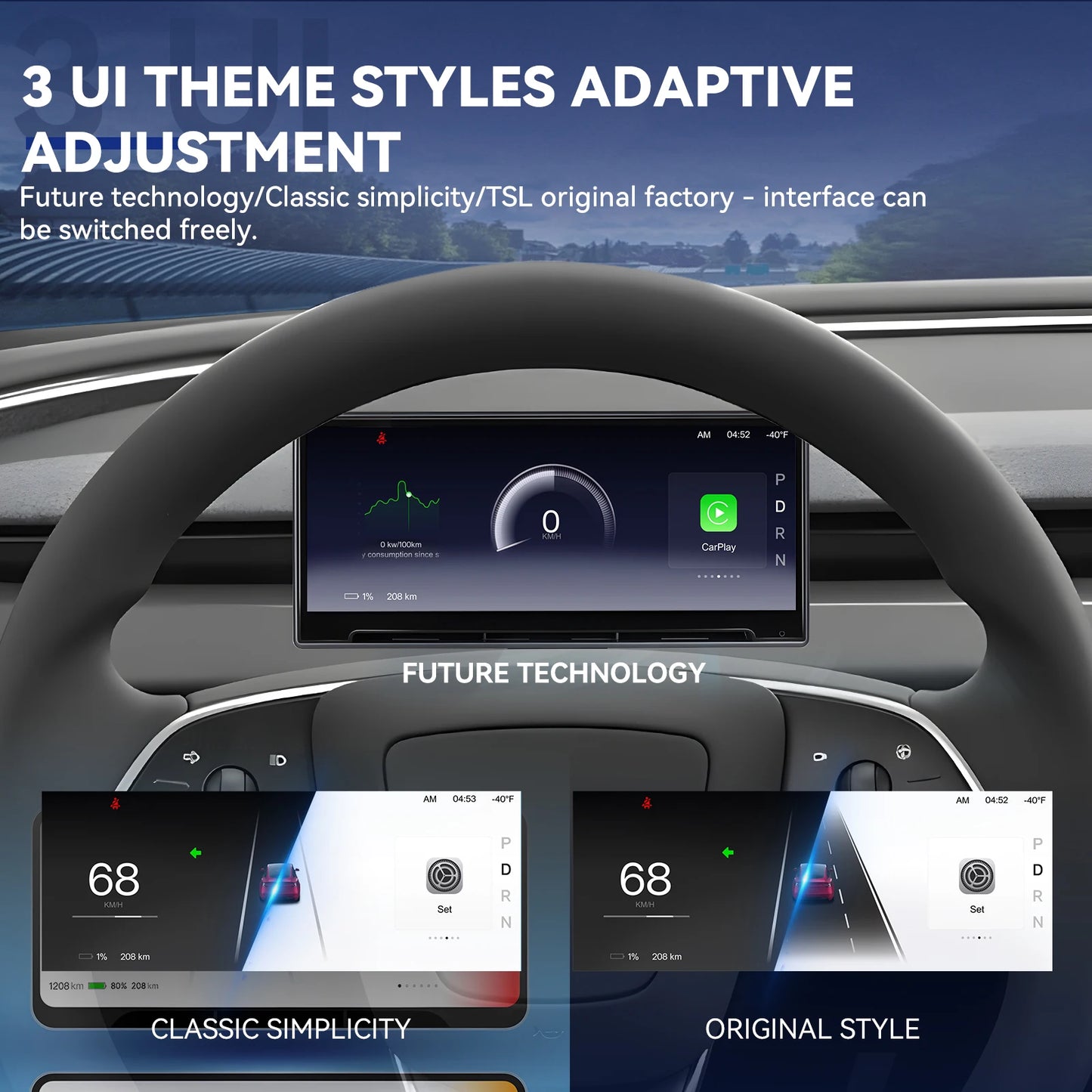 TESLAIMOD™ 8.9" Wireless CarPlay HUD for Model 3/Y