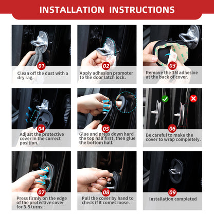 Noise Reduction Door Latch Lock Cover for Tesla Model 3/Y (4 Pcs)