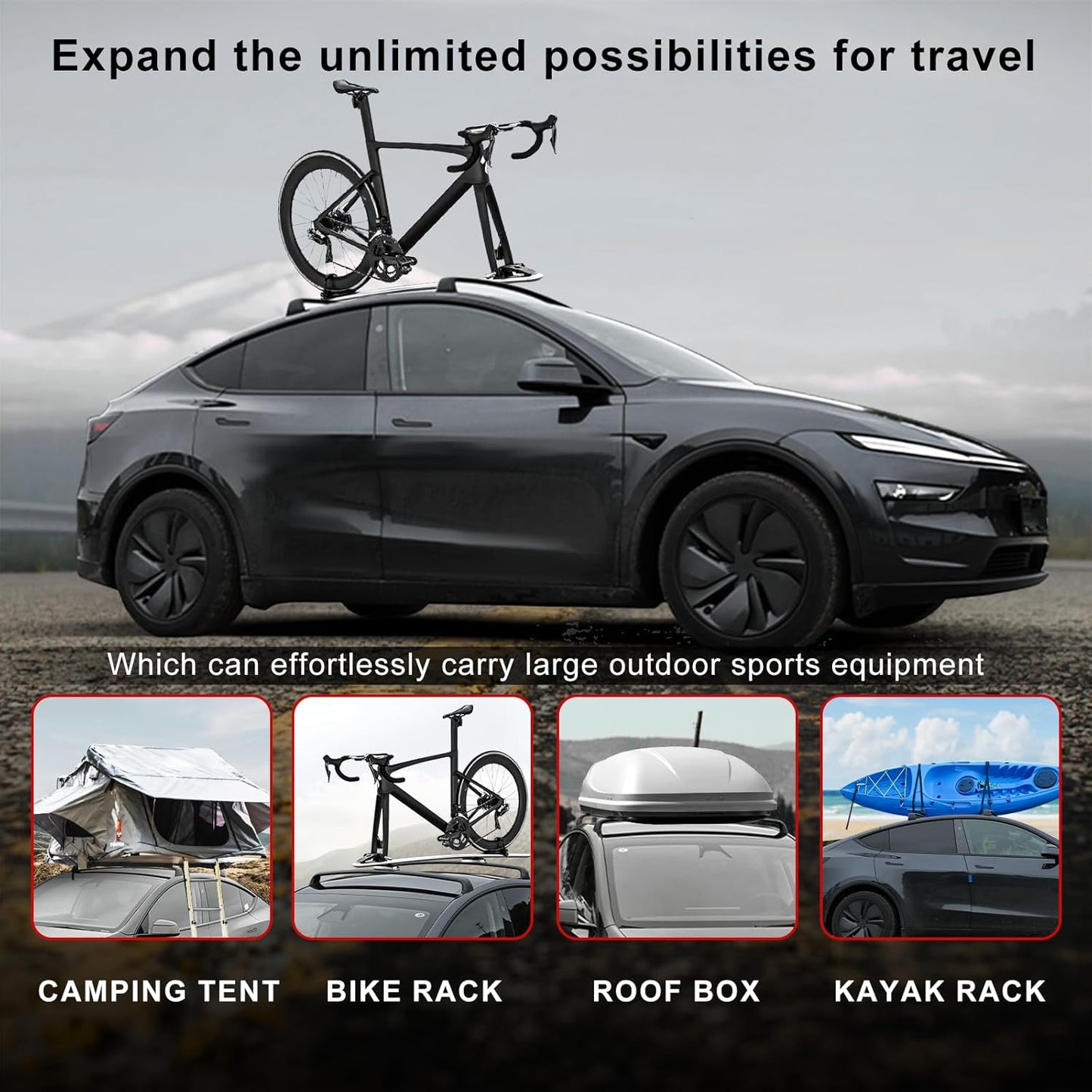 TESLAIMOD™ Aluminum Roof Rack Cross Bars - Anti-Theft Set for Model Y